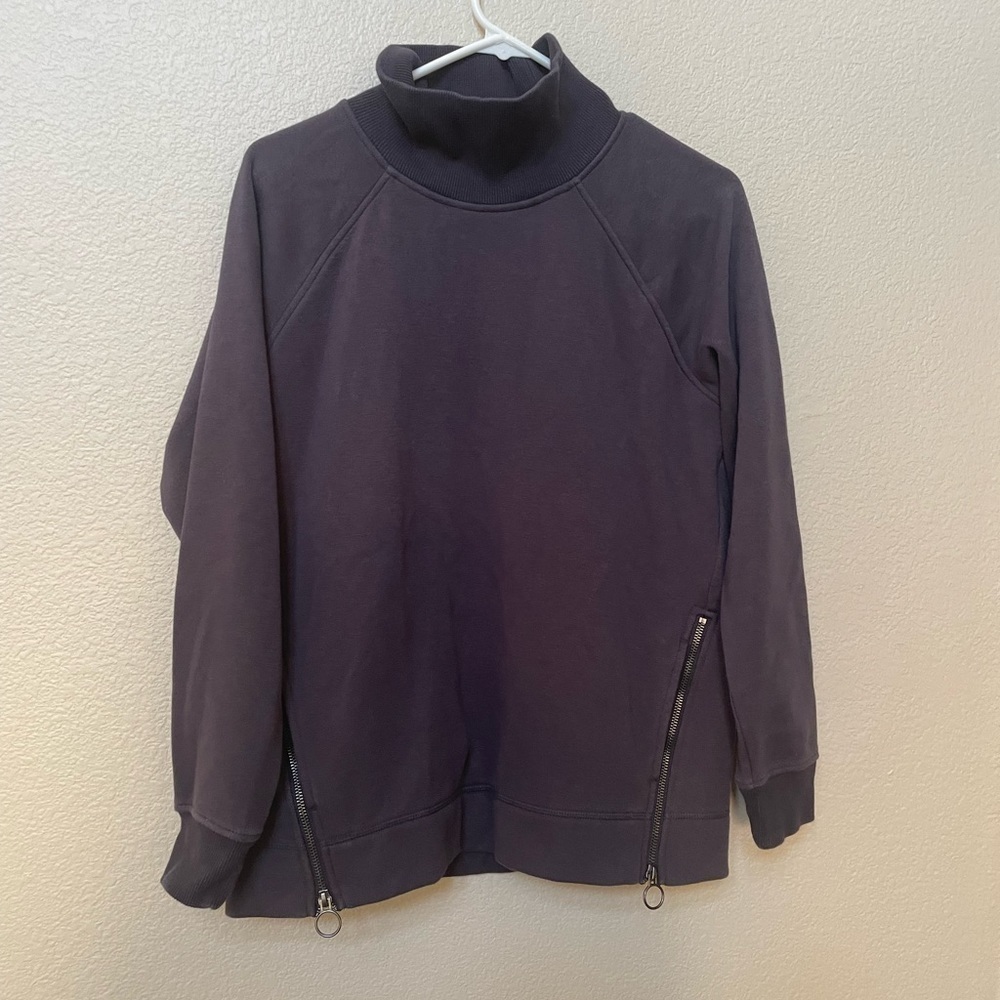 ATHLETA Cozy Karma Purple Side Zip Funnel Neck Mock Neck Sweatshirt Sz Small S - Picture 4 of 13
